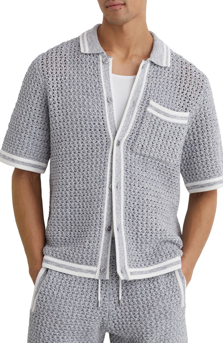 Reiss Meadows Button Front Shirt, Main, color, Soft Blue