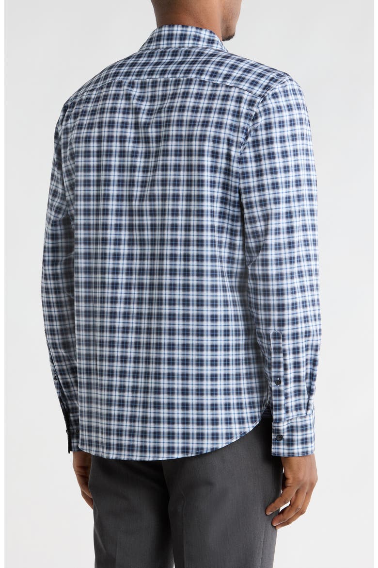 Slim Fit Plaid 4-Way Stretch Button-Up Shirt, Alternate, color, NAVY/ WHITE