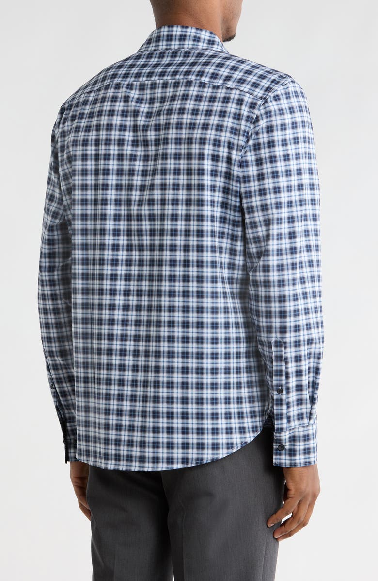 CONSTRUCT Slim Fit Plaid 4-Way Stretch Button-Up Shirt, Alternate, color, Navy/ White
