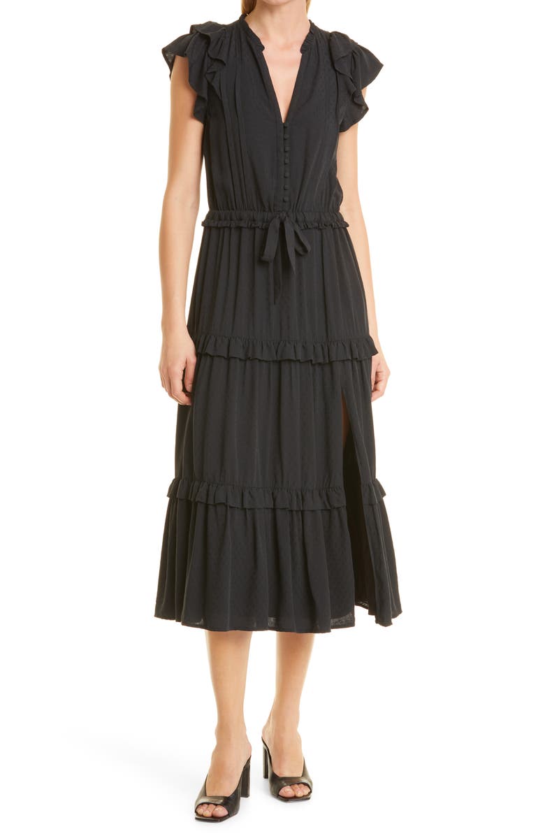 PAIGE Rozlyn Tiered Ruffle Midi Dress, Main, color, 