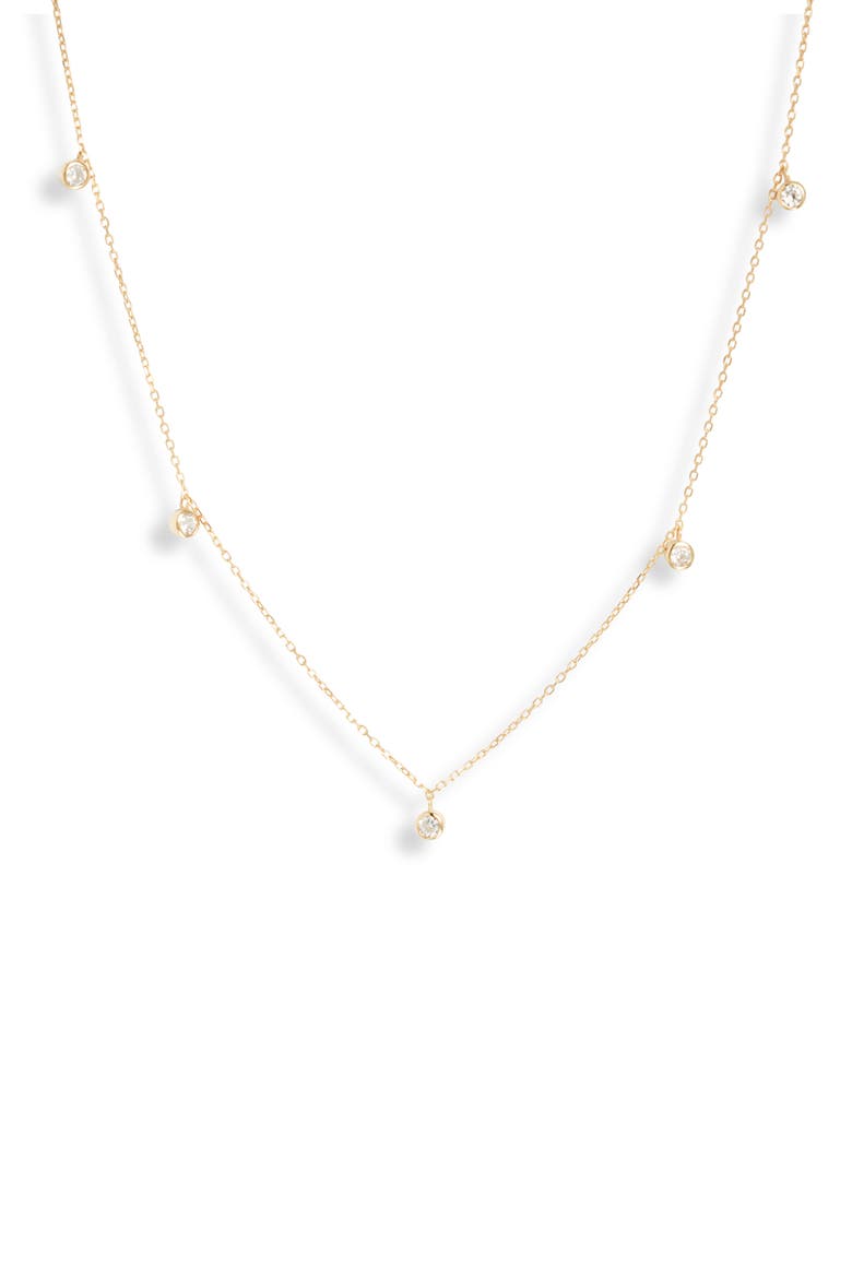 Shea Cubic Zirconia Charm Necklace, Main, color, GOLD