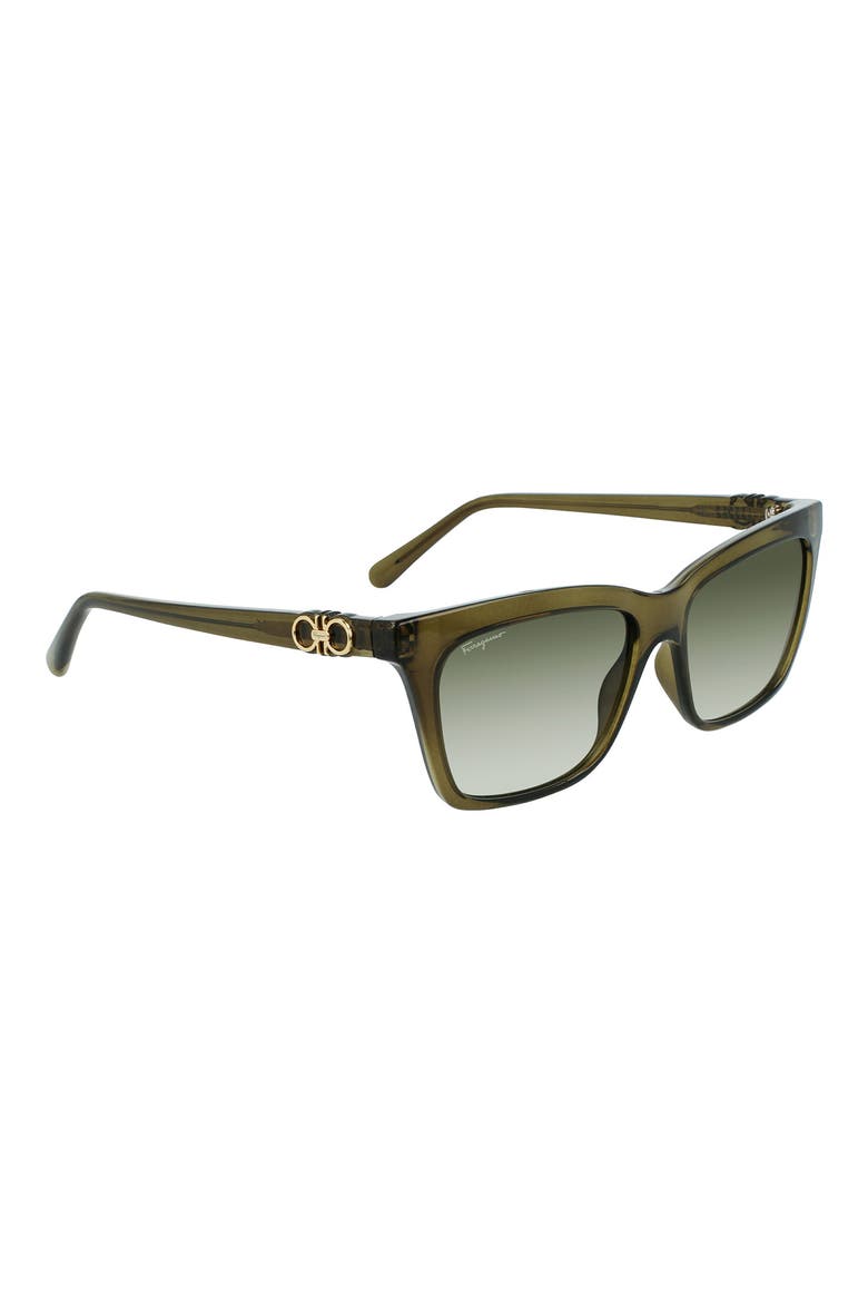 Gancini 54mm Rectangular Sunglasses, Alternate, color, GREEN