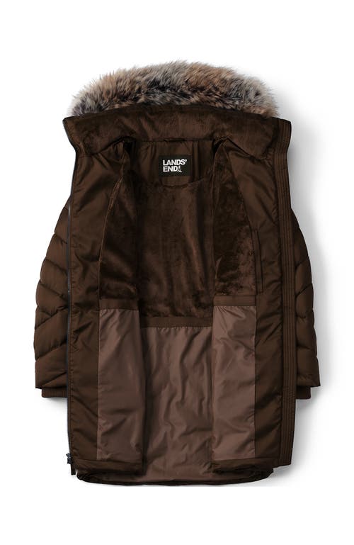 Lands' End Insulated Cozy Fleece Lined Primaloft Coat In Brown