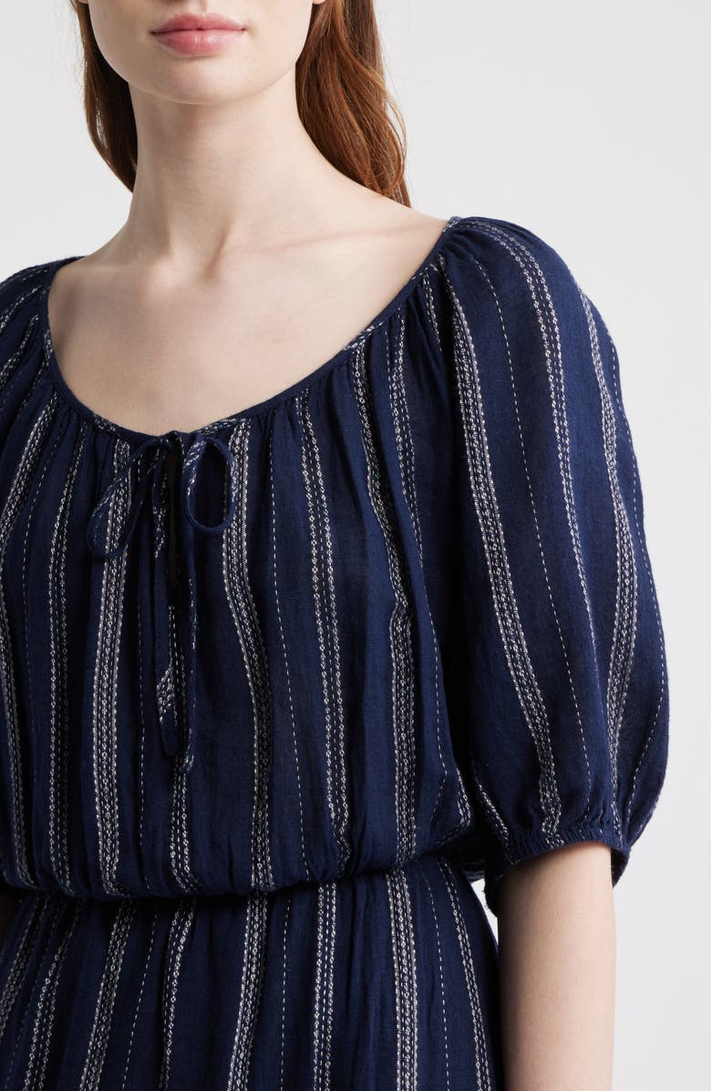 Rails Saba Embroidered Tie Neck Dress, Alternate, color, Marina Stripe