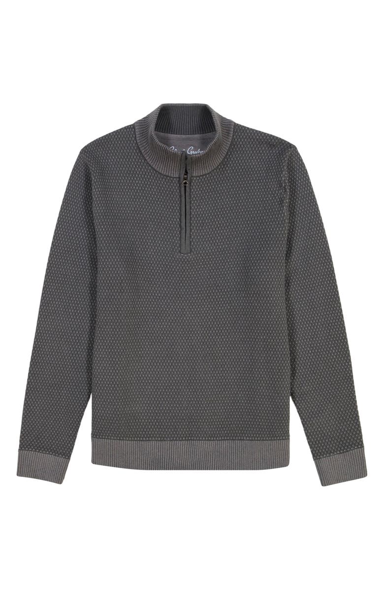 Robert Graham Walton Cotton & Silk Quarter Zip Sweater, Alternate, color, Charcoal