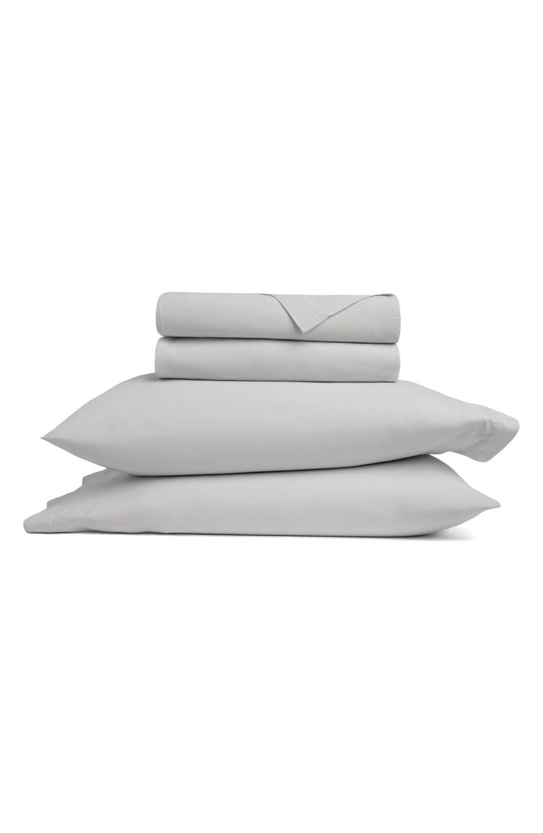 HOMESPUN Solid Cotton Percale Sheet Set, Main, color, Light Gray
