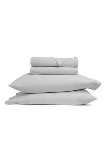 Homespun Solid Cotton Percale Sheet Set In Gray
