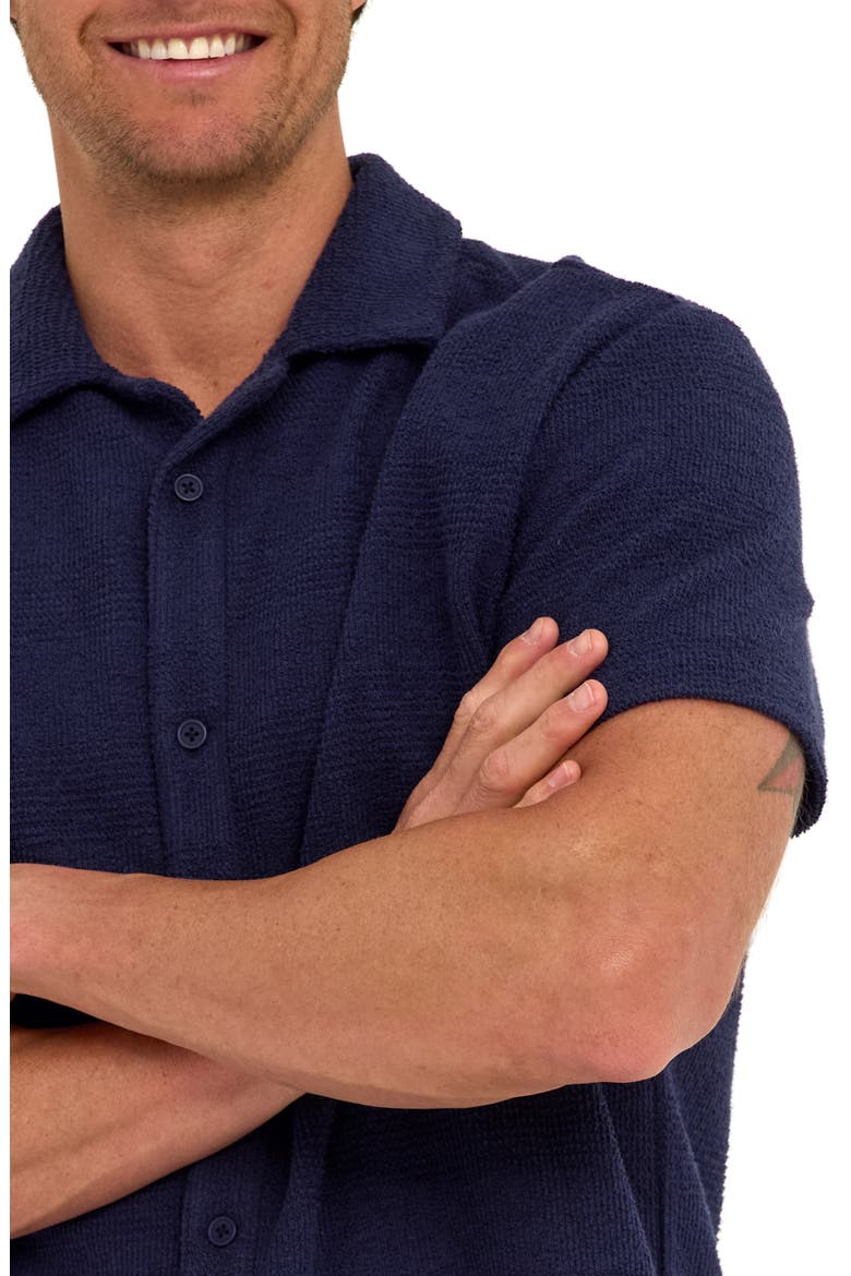Archer Stripe Jacquard Short Sleeve Terry Cloth Button-Up Shirt, Alternate, color, STARGAZER