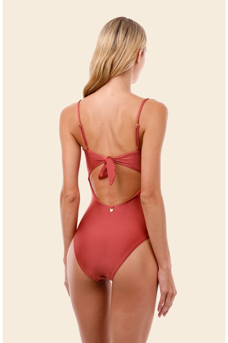 Fabed Rose Wavelet Twist Front Cutout One-Piece Swimsuit, Alternate, color, FABED ROSE