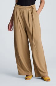 Kenneth Cole High Waist Double Pleat Wide Leg Pants