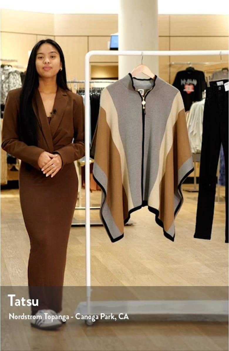 Vertical Stripe Zip Front Poncho, sales video thumbnail