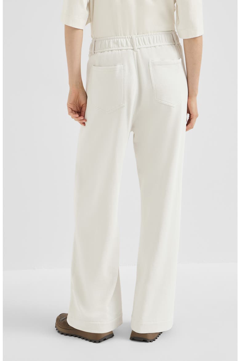 Cotton smooth French terry trousers, Alternate, color, Milk