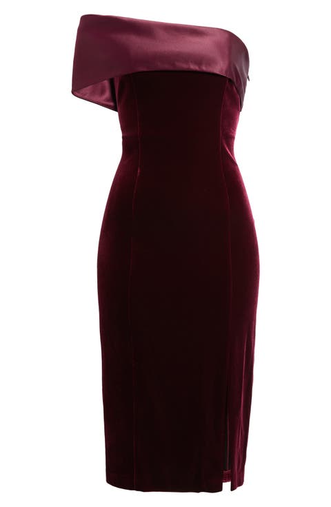 Off the Shoulder Velvet Midi Dress