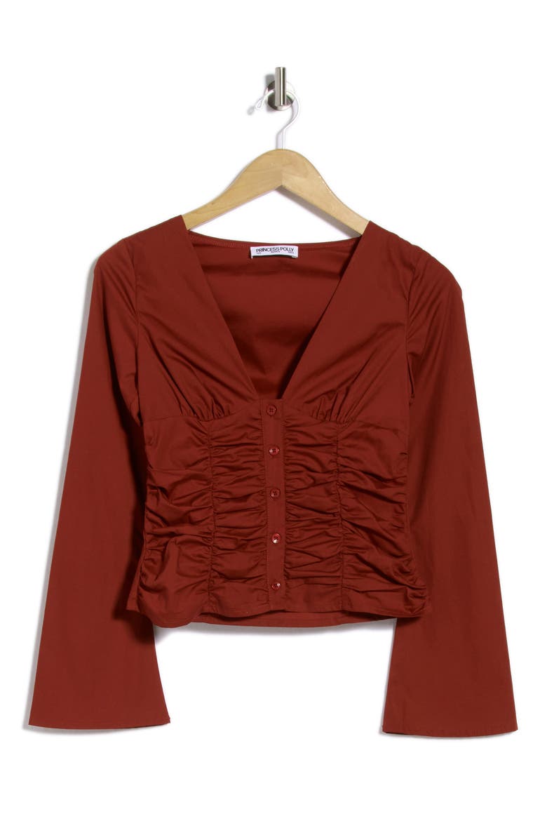 Zanetta Ruched Long Sleeve Top, Main, color, RED
