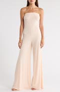 GO COUTURE Strapless High Slit Jumpsuit