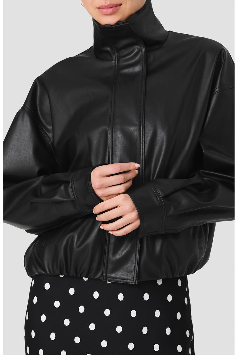 Dessa Faux Leather Bomber Jacket, Main, color, BLACK