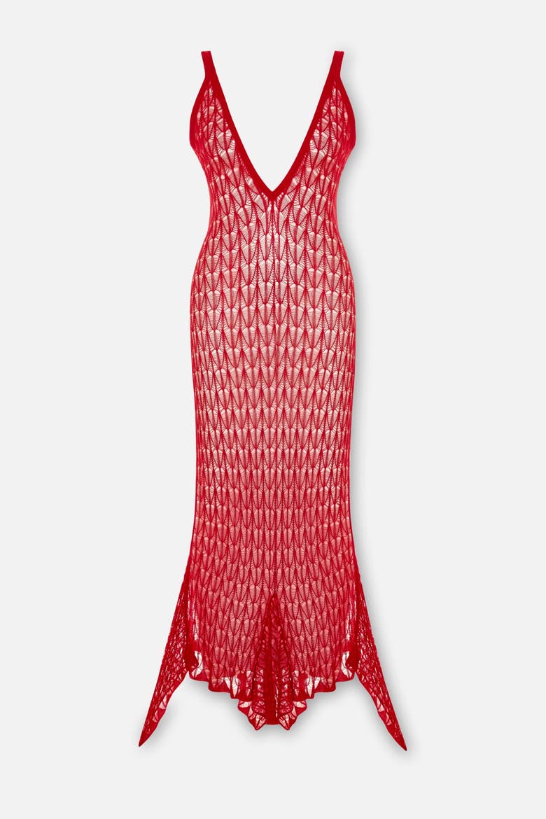 Open Knit Maxi Beach Dress, Main, color, Red
