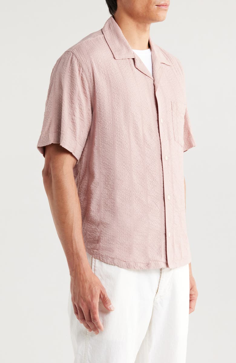 Corridor Stripe Seersucker Camp Shirt, Alternate, color, Pnk