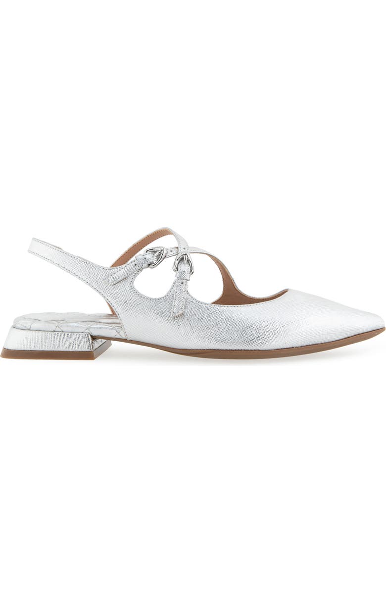 Aerosoles Napoli Pointed Toe Slingback Flat, Alternate, color, S03 Silver Met Tx P