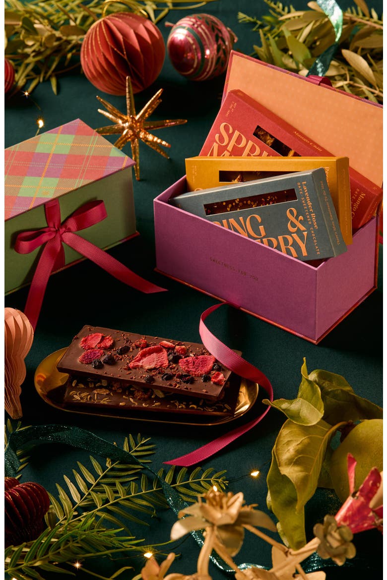 Ultimate Holiday Collection Date Sweetened Dark Chocolate Bars 10-Piece Gift Box, Alternate, color, MULTI