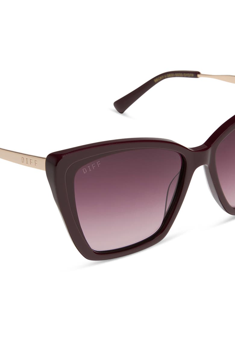 DIFF Becky II 56mm Polarized Cat Eye Sunglasses, Alternate, color, Dark Cherry Lacquer