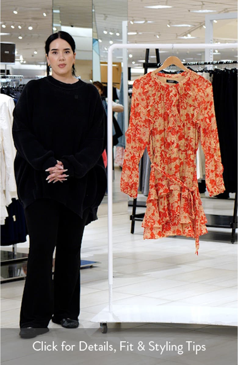 Print Ruffle Trim Georgette Tiered Dress, sales video thumbnail