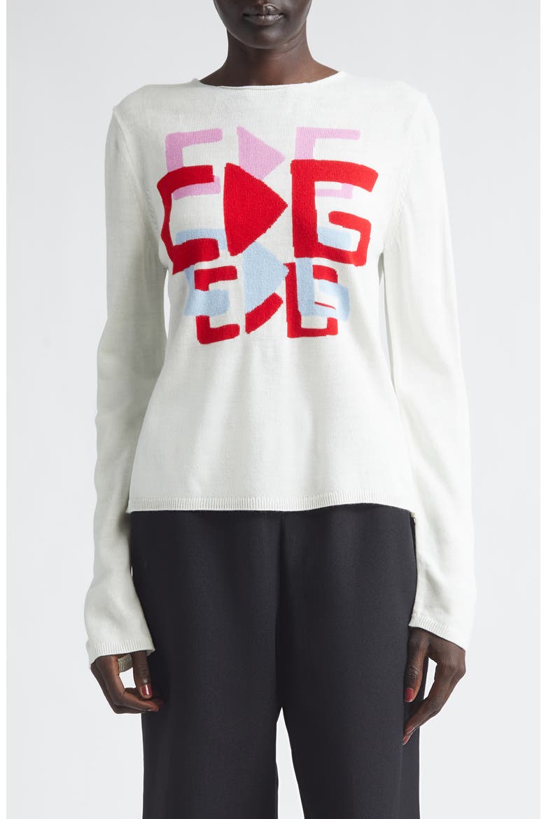 x Brett Westfall Logo Intarsia Crewneck Sweater, Main, color, WHITE