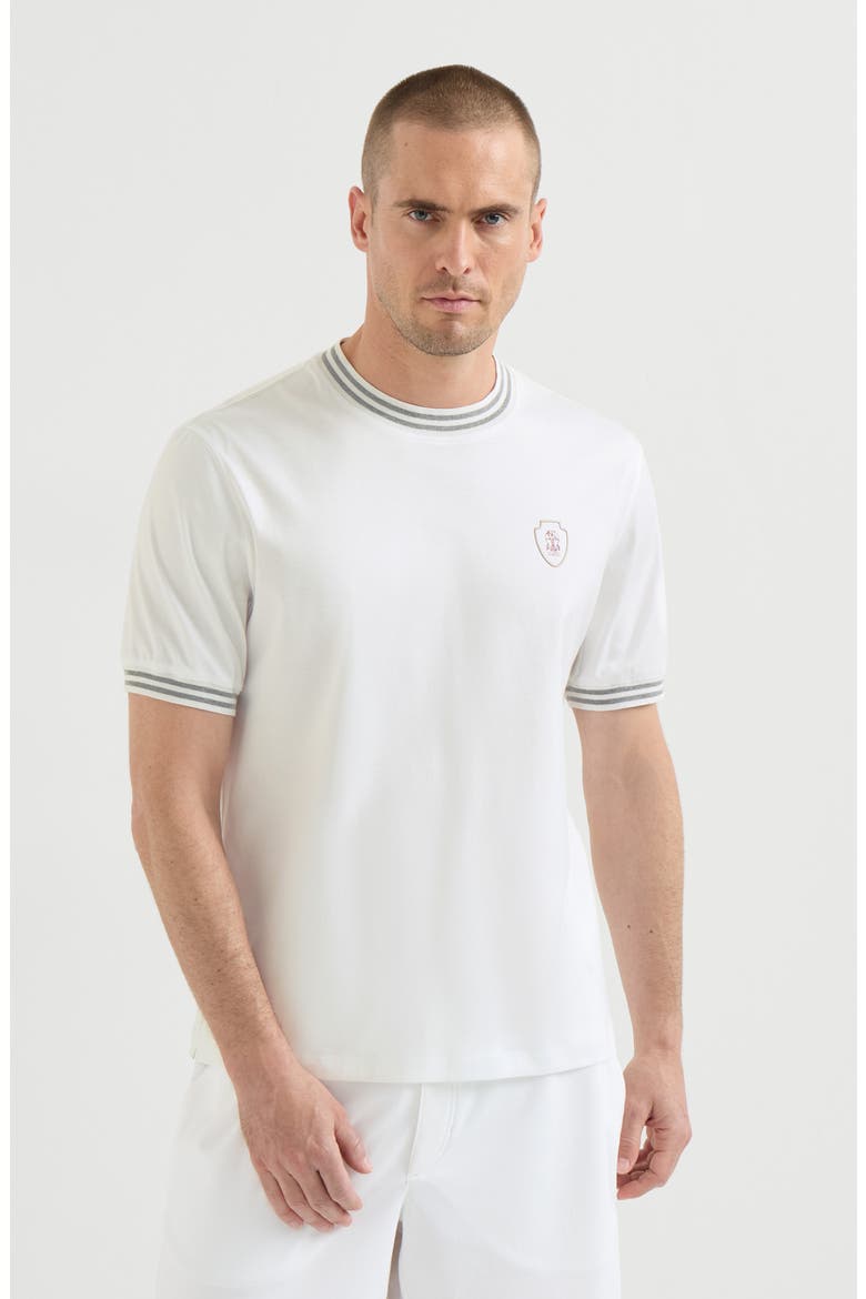 Cotton jersey crew neck T-shirt with logo, Main, color, White
