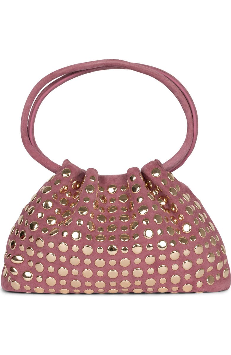 Jeffrey Campbell Lil-Brat Leather Handbag, Main, color, Dusty Rose Suede Gold