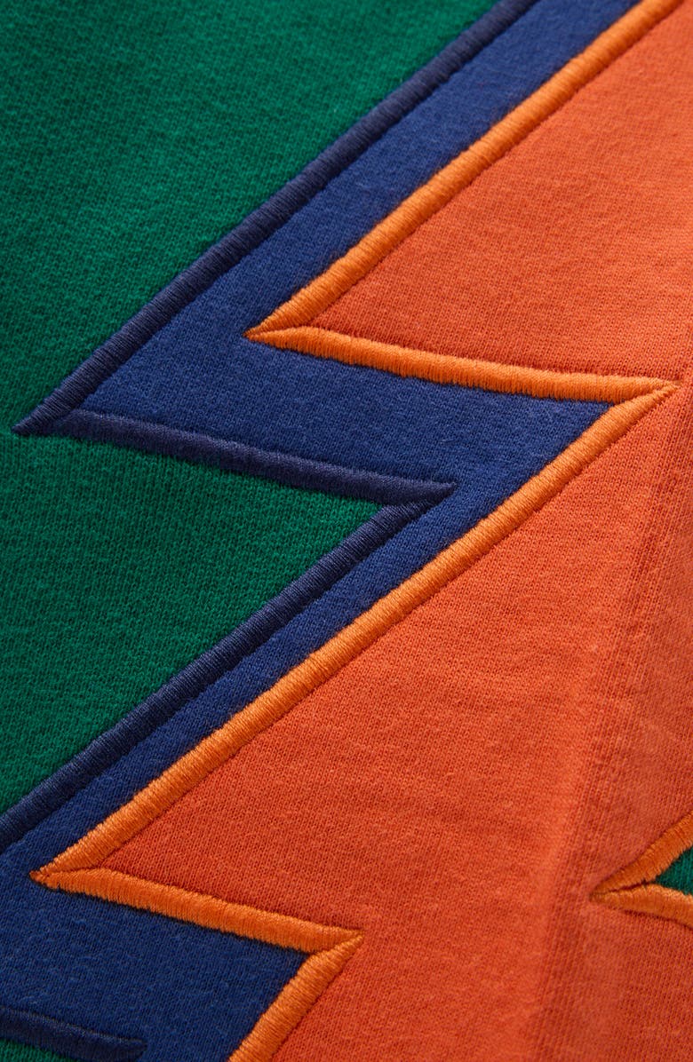 Boden Kids' Appliqué Cotton Joggers, Alternate, color, Jewel Green Lightning Bolt