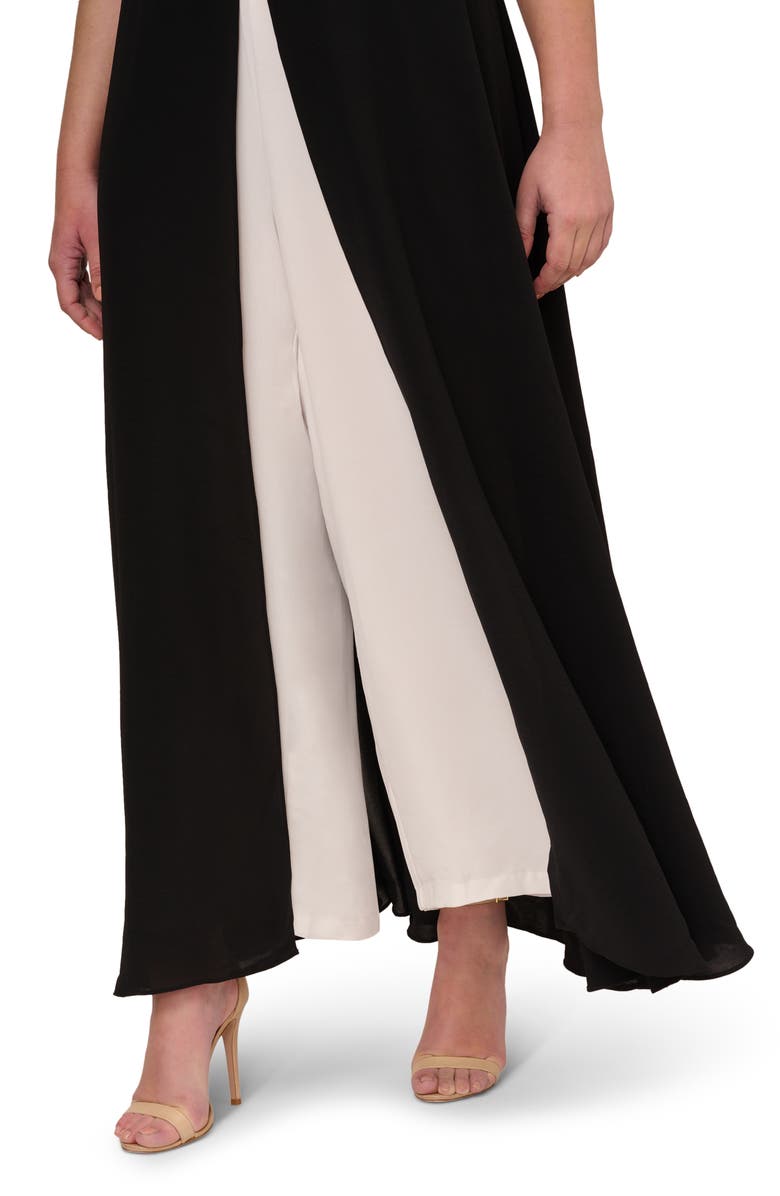 Adrianna Papell Crepe Overlay Wide Leg Maxi Jumpsuit, Alternate, color, 