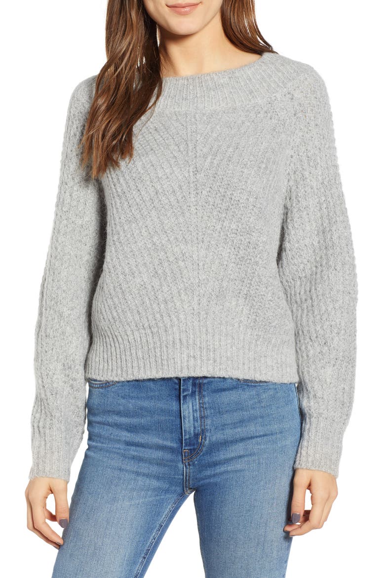 Chunky Crewneck Pullover Sweater, Main, color, GREY PEARL HEATHER