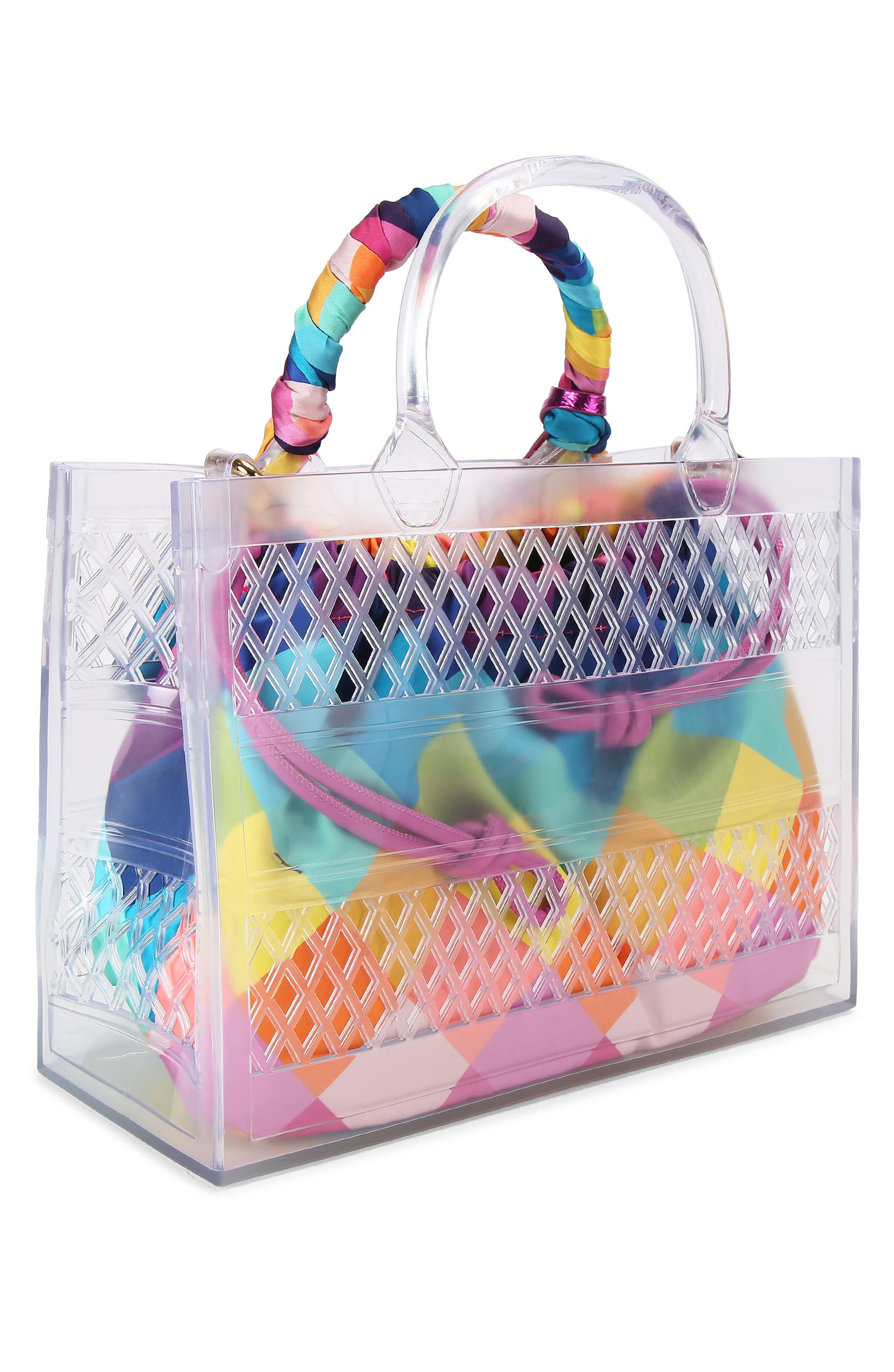 Small Jelly Tote Bag, Alternate, color, PINK MULTICOLORED