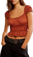 Free People Sweet On You Smocked Crop Top