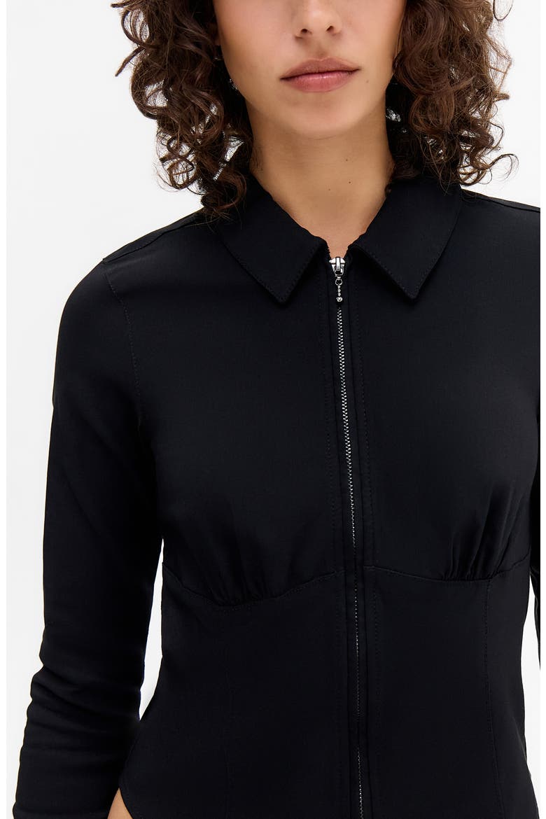 Hailey Zip-Up Shirt, Alternate, color, BLACK