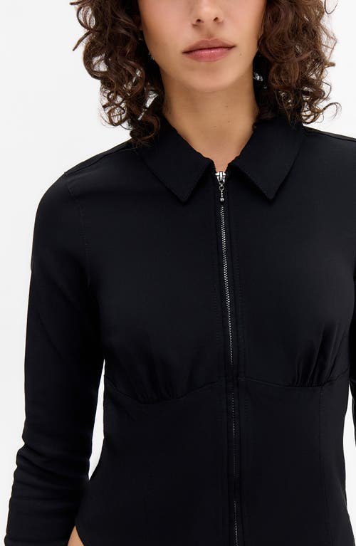 Bdg Urban Outfitters Hailey Zip-up Shirt In Black