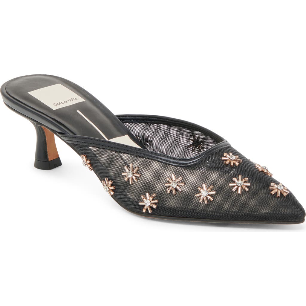 Dolce Vita Clara Kitten Heel Pointed Toe Pump In Black Mesh