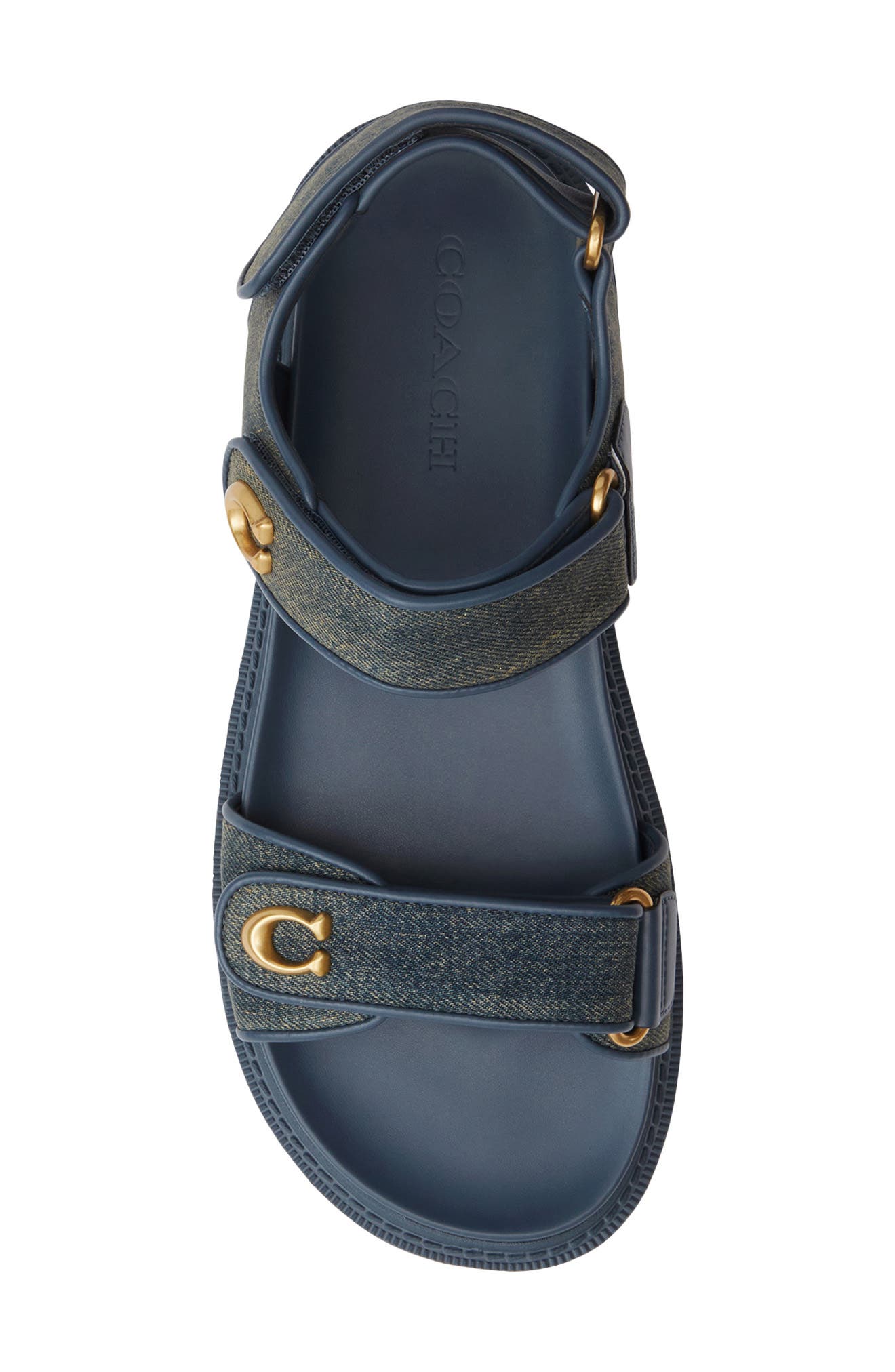 COACH Brynn Loved Denim Sandal, Alternate, color, Dark Indigo.