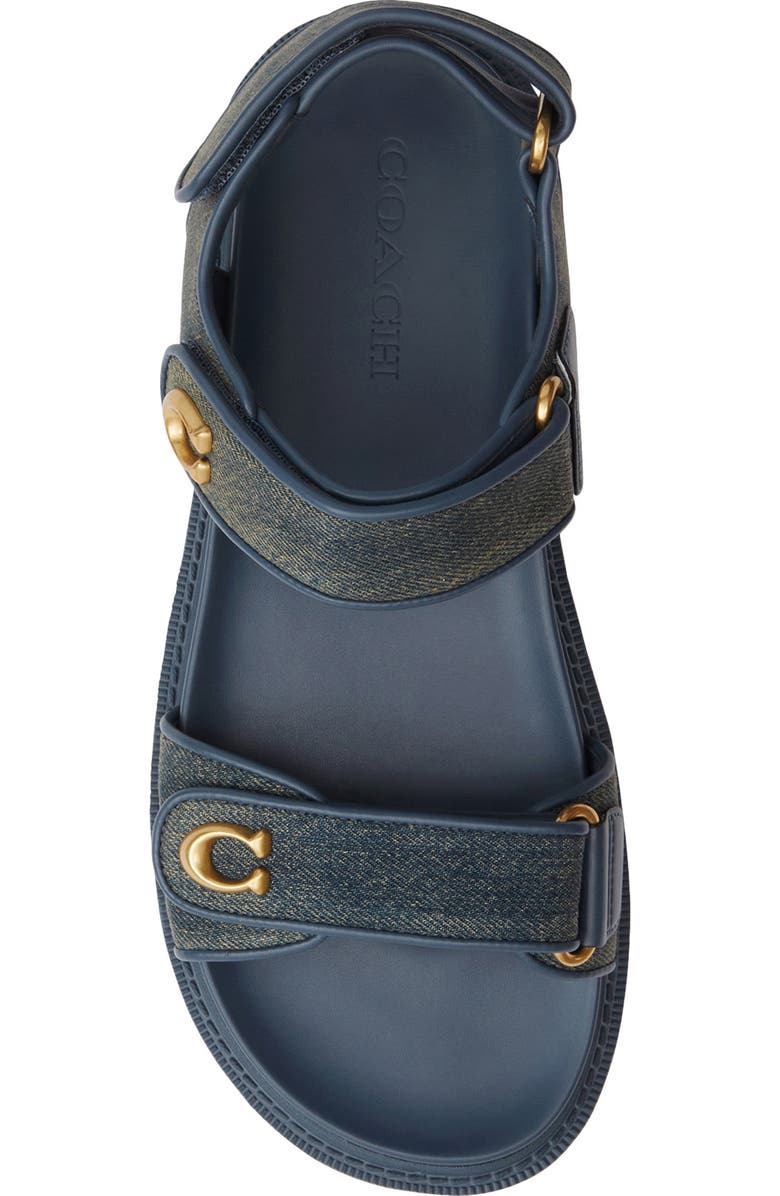 COACH Brynn Loved Denim Sandal, Alternate, color, Dark Indigo.