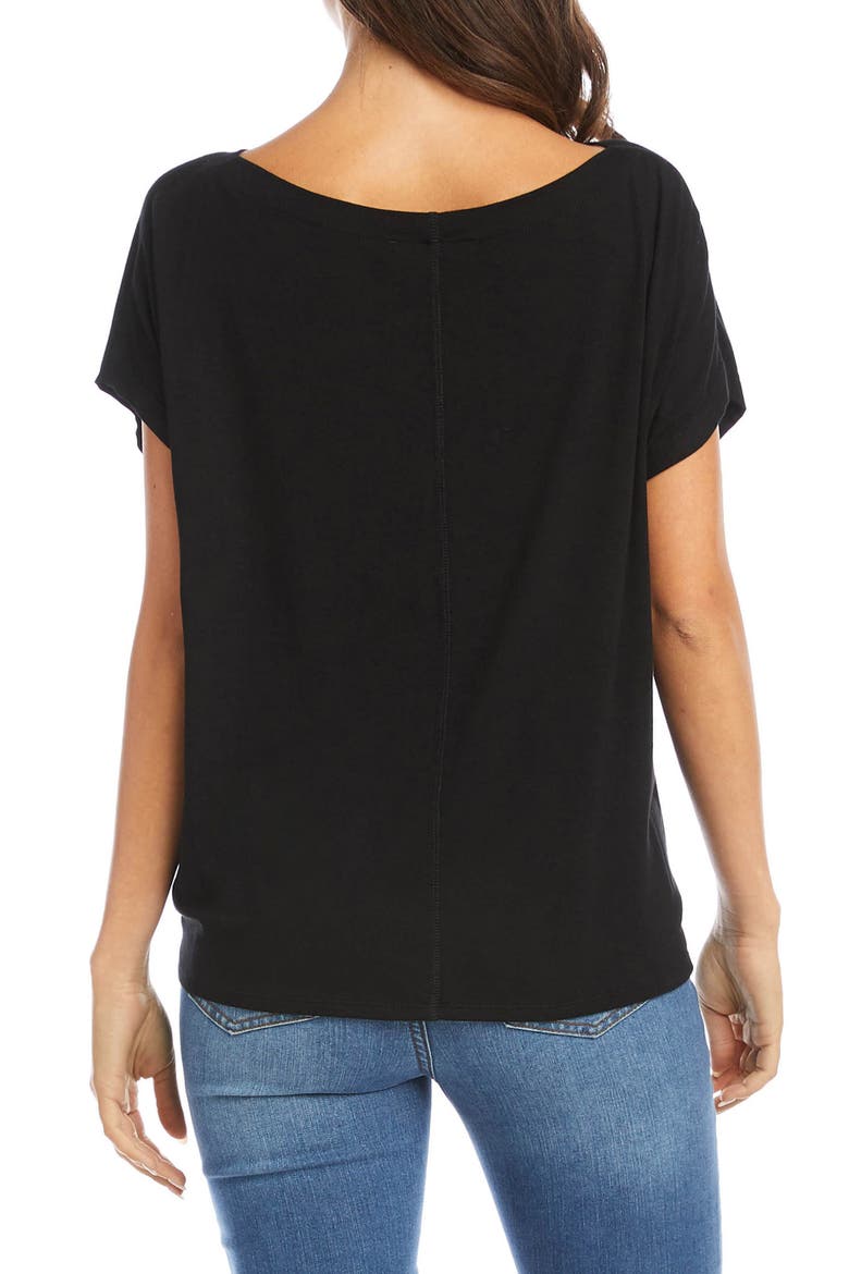 Boatneck Tie Front Top, Alternate, color, BLACK