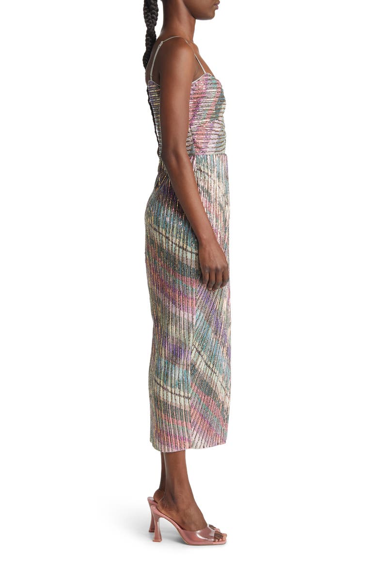 Lissandra Rainbow Crystal Detail Cocktail Dress, Alternate, color, RAINBOW