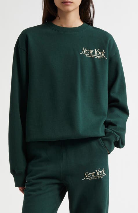 SPORTY & RICH outlets DARK GREEN CREWNECK SIZE LARGE