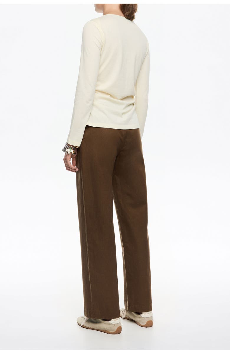 Bimba y Lola Straight Leg Trousers, No Waistband, Alternate, color, Olive