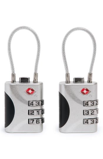 Brookstone 2-piece 3-digit Resettable Combination Cable Lock Set In Silver