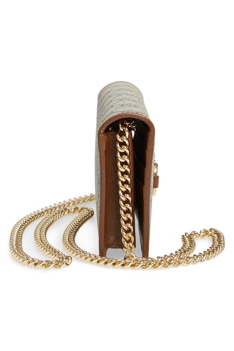 1955 Horsebit GG Supreme Canvas Wallet on a Chain, Alternate, color, BEIGE EBONY/ BROWN SUGAR