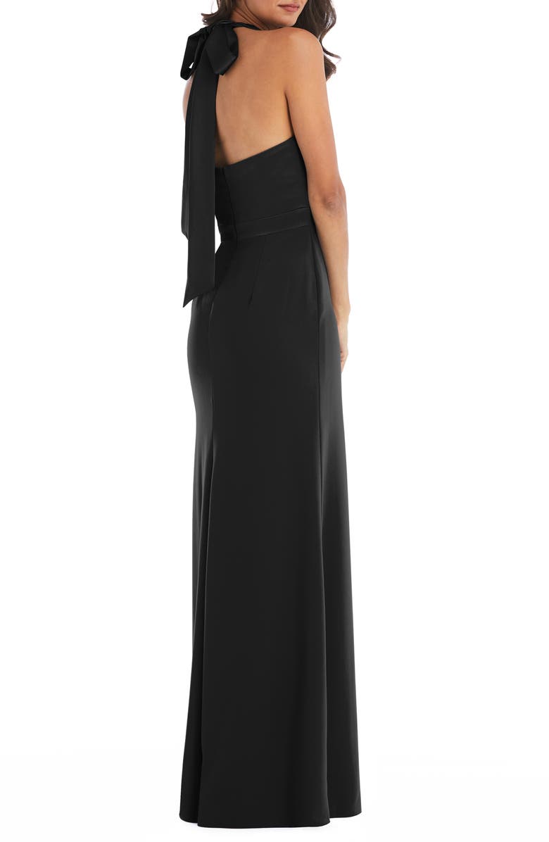 After Six Halter Neck Charmeuse & Crepe Gown, Alternate, color,