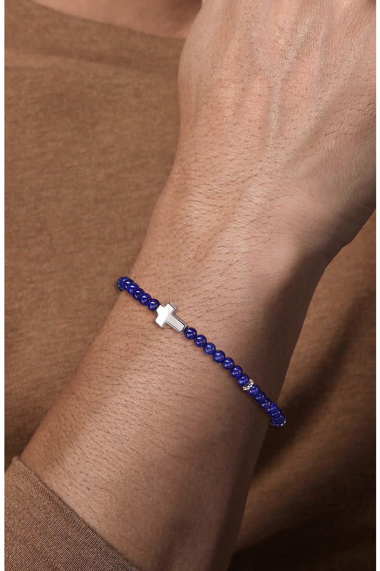 Bujukan Sterling Silver Cross Lapis Lazuli Bracelet, Alternate, color, STERLING SILVER/ LAPIS