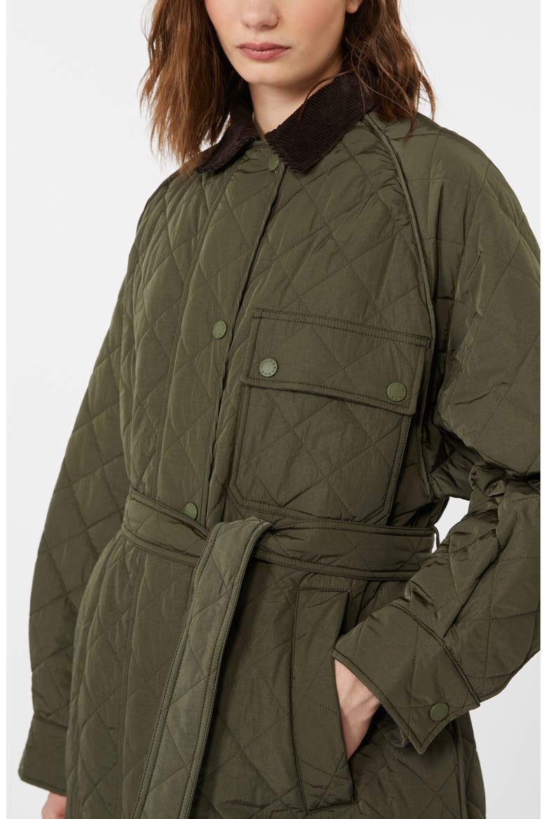 Coccole Belted Quilted Coat, Alternate, color, KHAKI