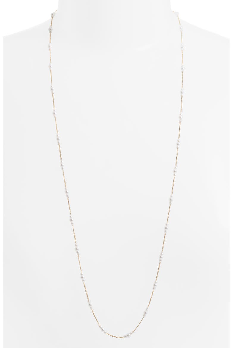 Imitation Pearl Station Necklace, Alternate, color, WHITE- GOLD