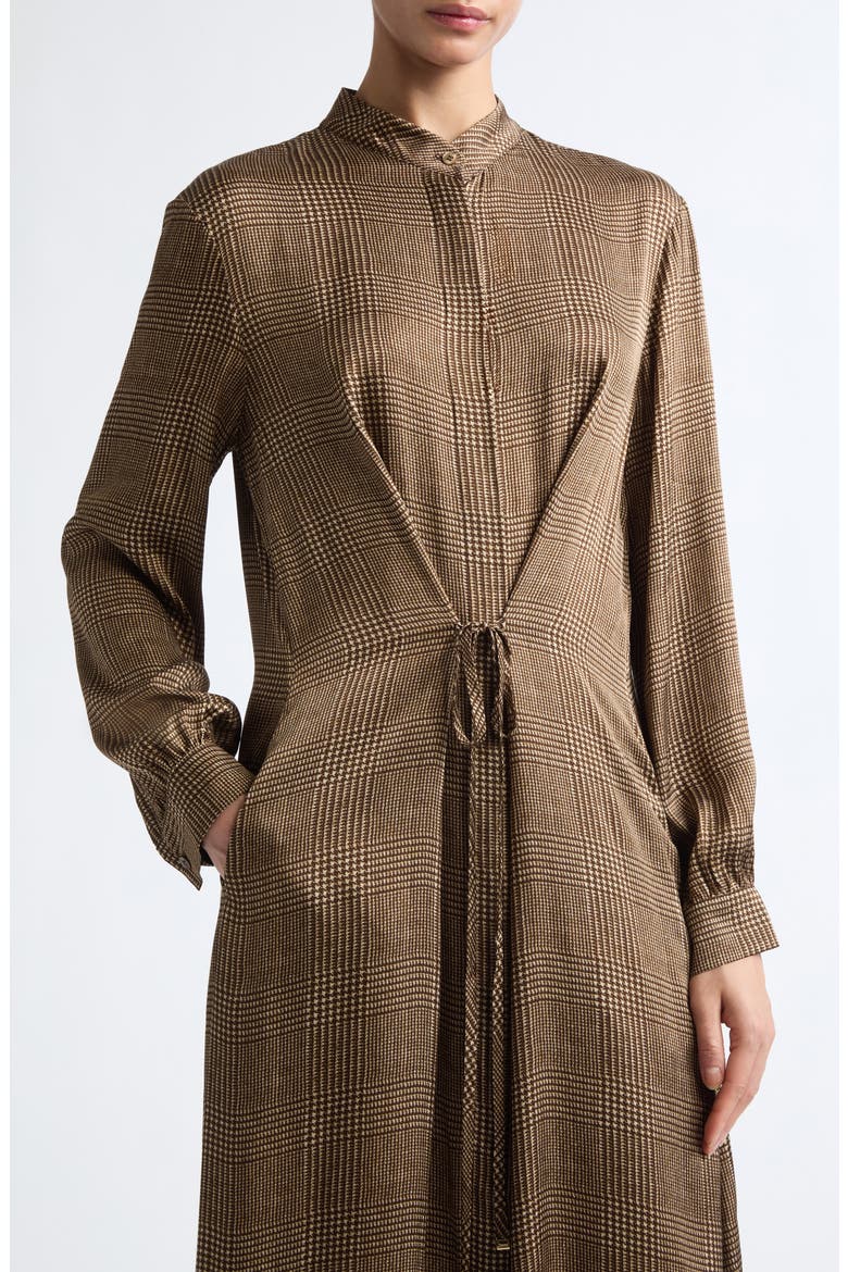 Glen Plaid Satin Dress, Alternate, color, 8810 DARK BROWN